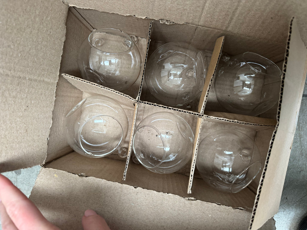 Sfera in vetro trasparente con apertura – Ø10 cm - Set 6 pezzi