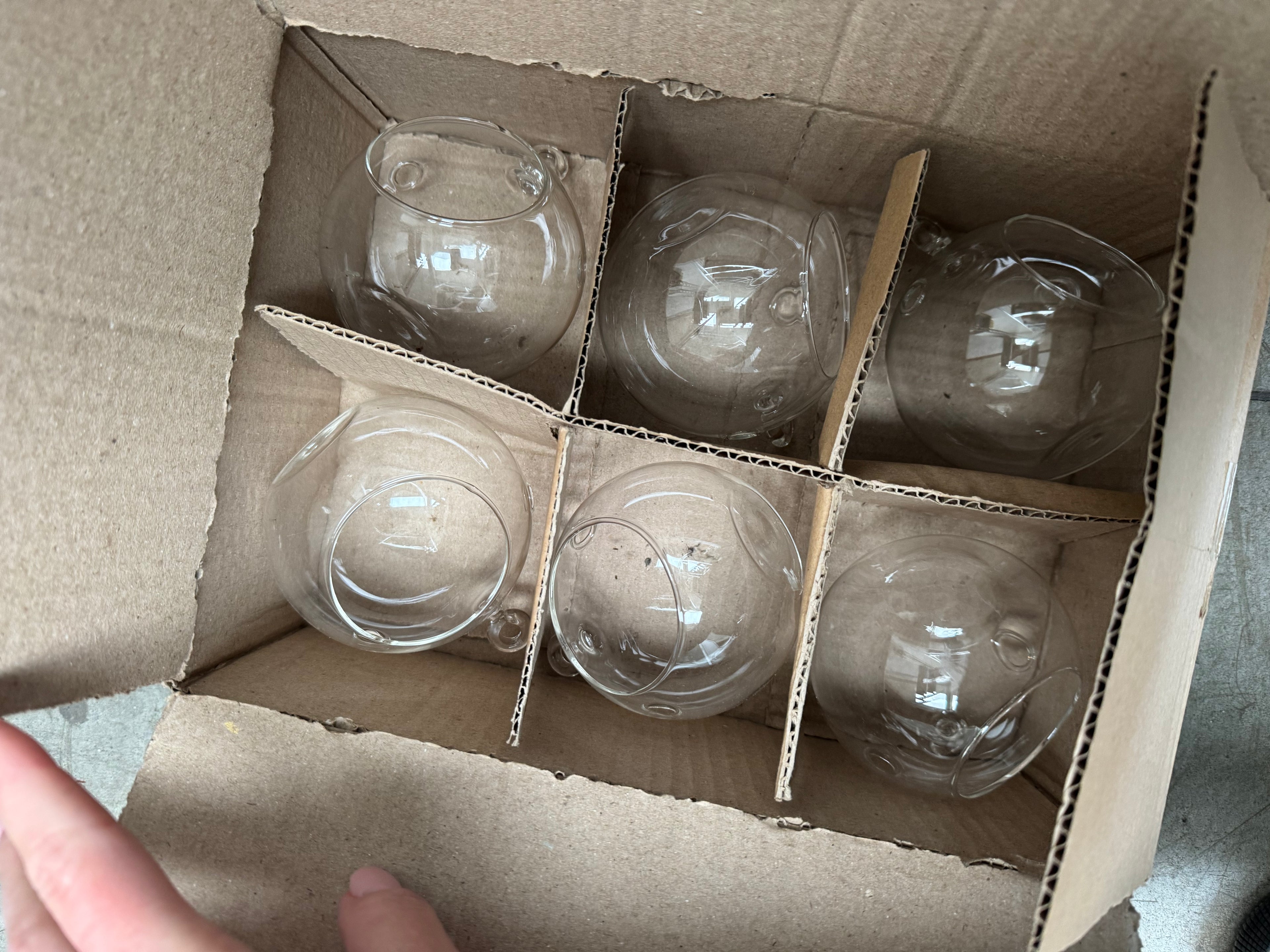 Sfera in vetro trasparente con apertura – Ø10 cm - Set 6 pezzi