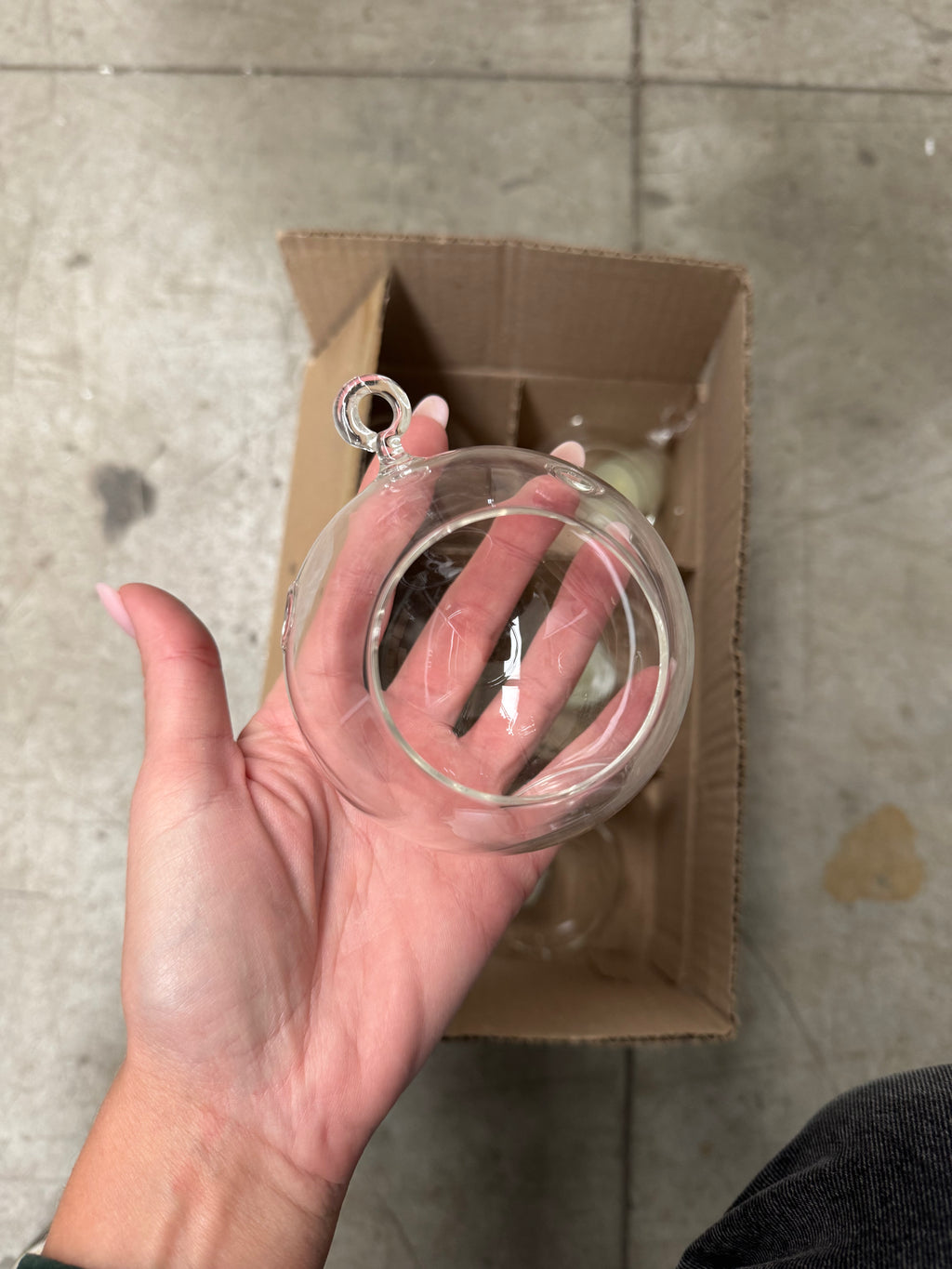 Sfera in vetro trasparente con apertura – Ø10 cm - Set 6 pezzi