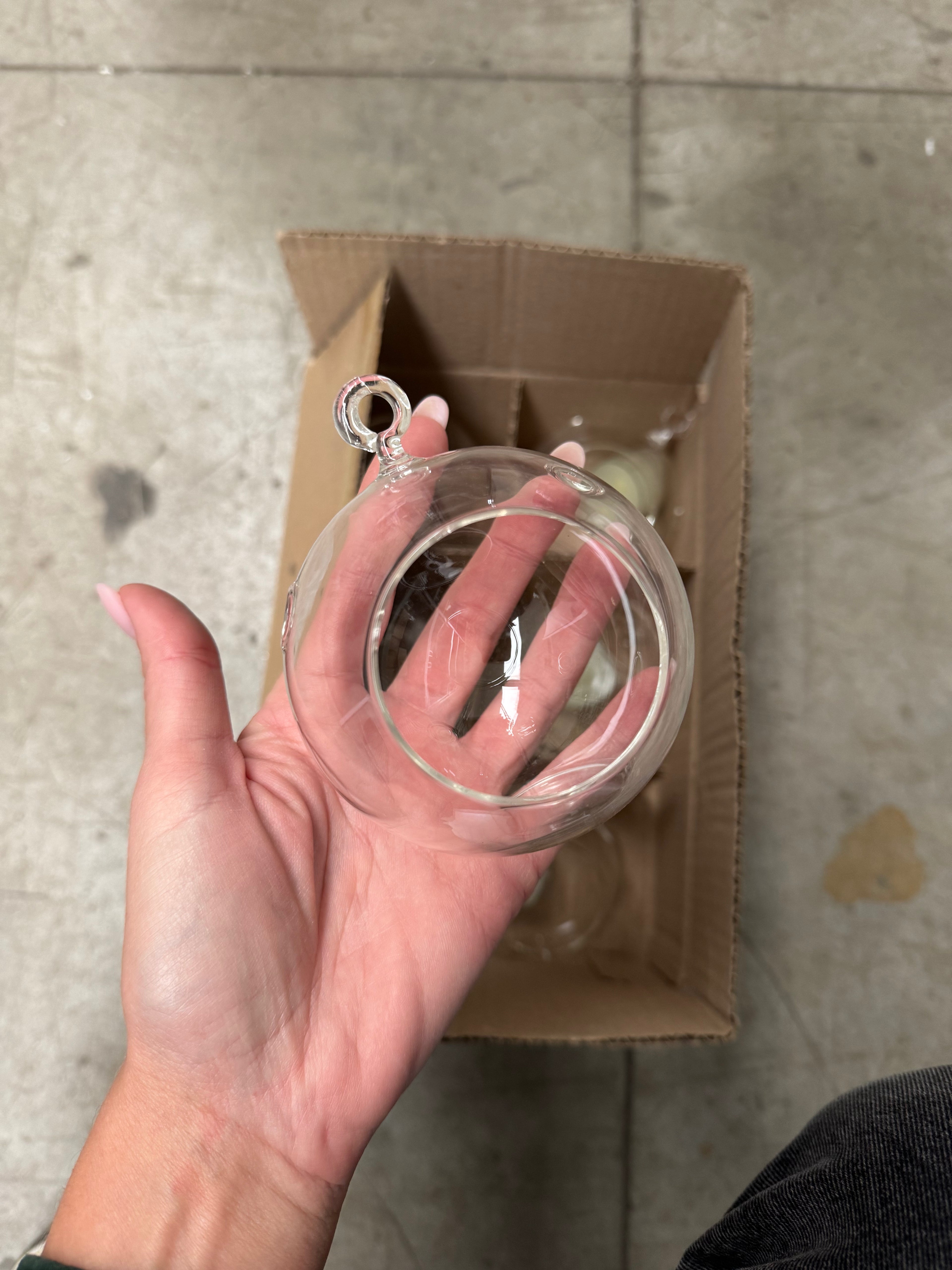Sfera in vetro trasparente con apertura – Ø10 cm - Set 6 pezzi