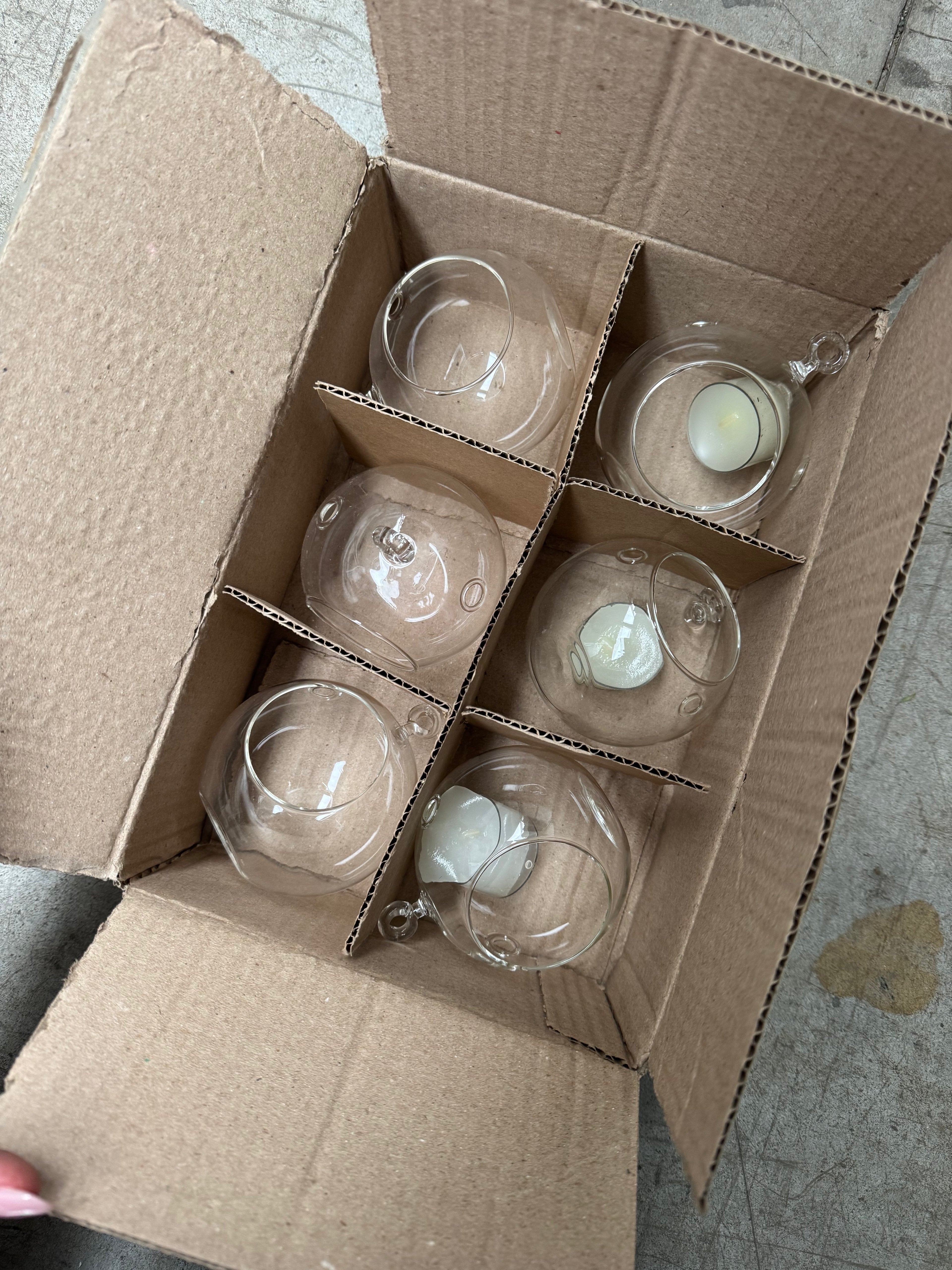 Sfera in vetro trasparente con apertura – Ø10 cm - Set 6 pezzi