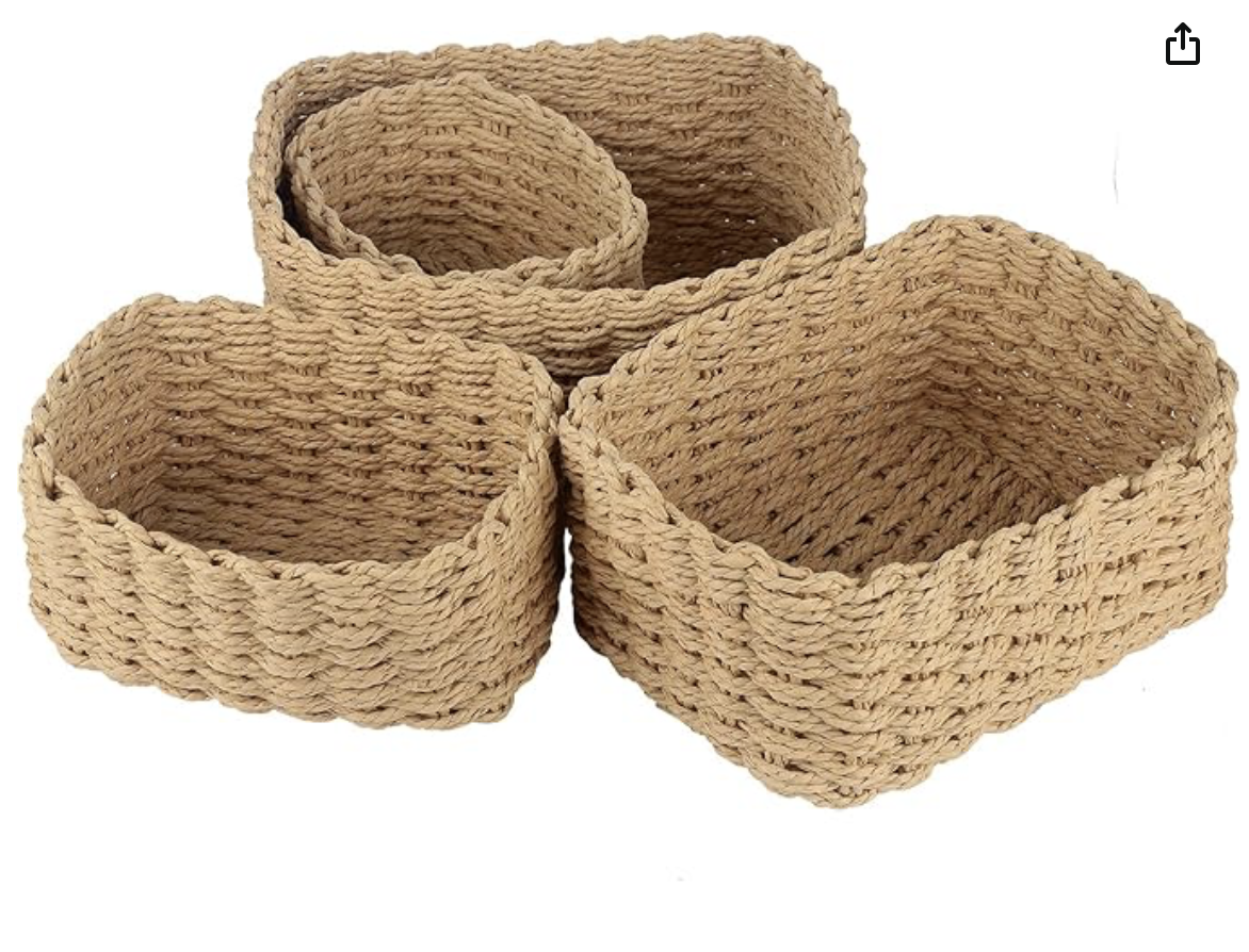 Set di 4 ceste intrecciate in fibra naturale