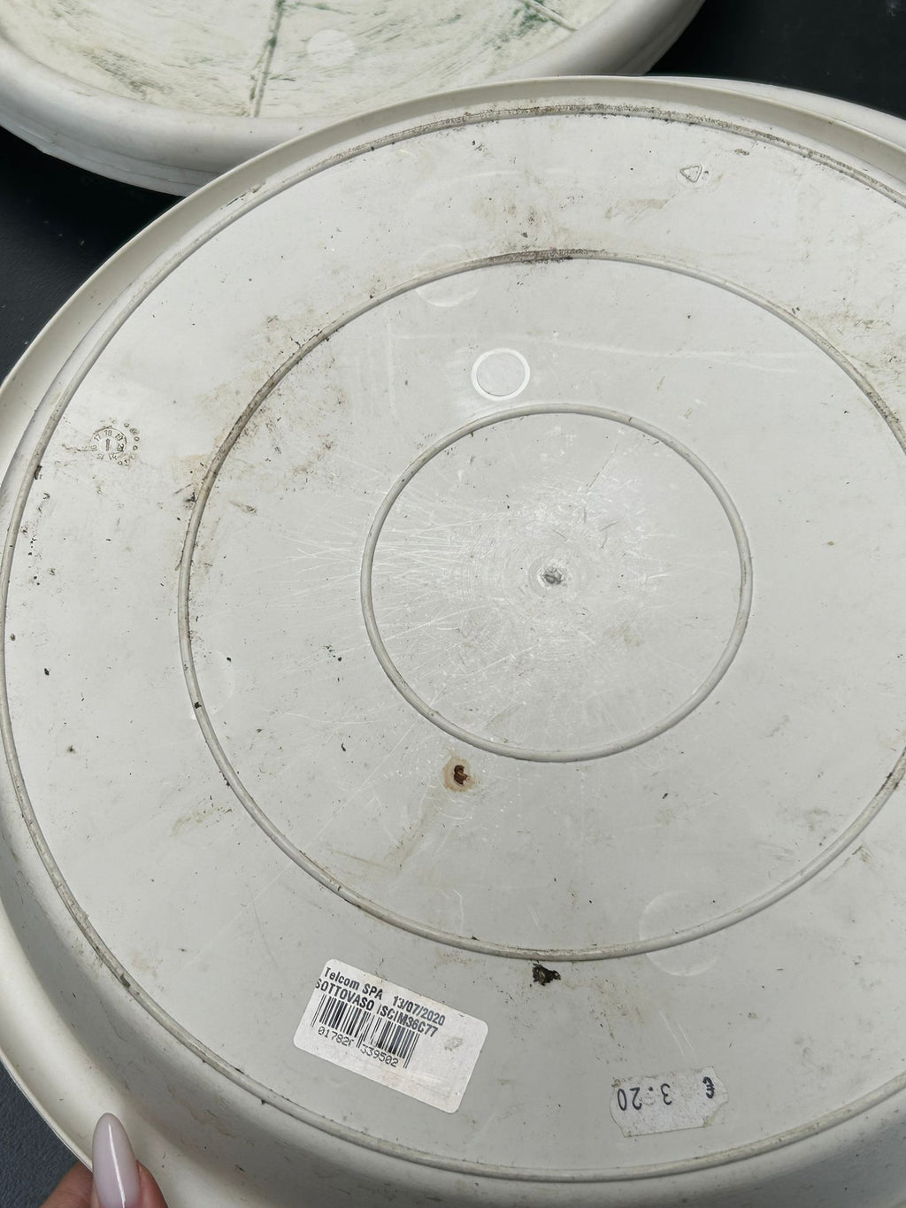 Ciotola rotonda bianca portaspugna / sottovaso – Ø28 cm H5 cm – usato