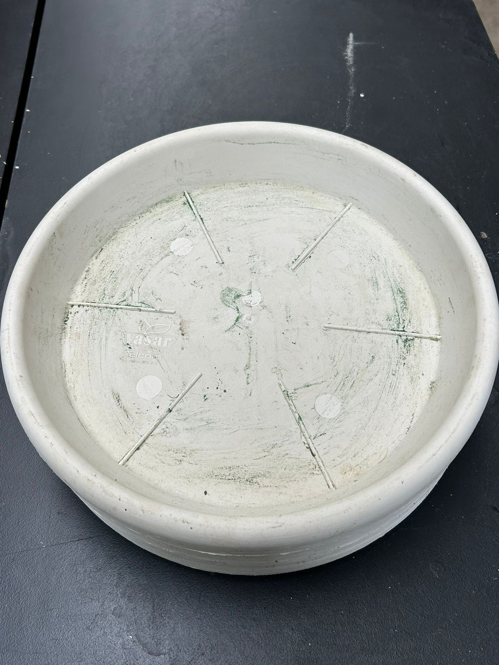 Ciotola rotonda bianca portaspugna / sottovaso – Ø28 cm H5 cm – usato