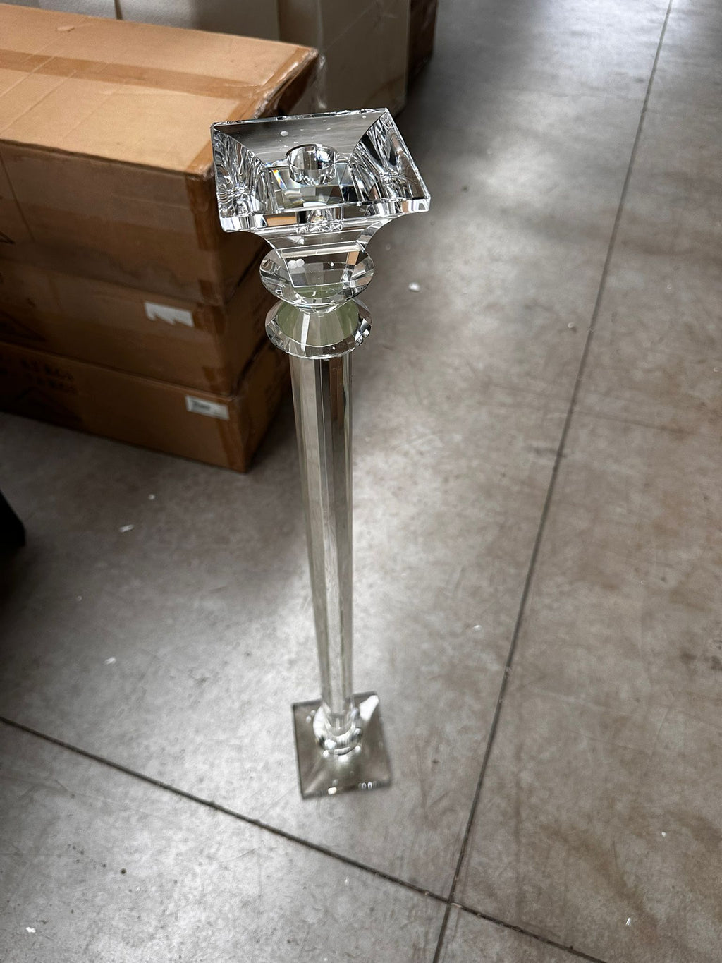 Candelabro in vetro trasparente – H83 cm Base 12 cm – set 2 pezzi – usato