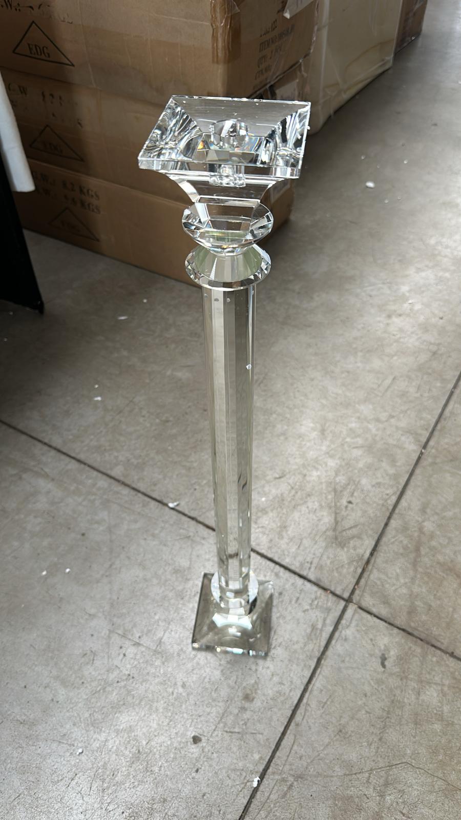Candelabro in vetro trasparente – H67 cm Base 10 cm – set 2 pezzi – usato