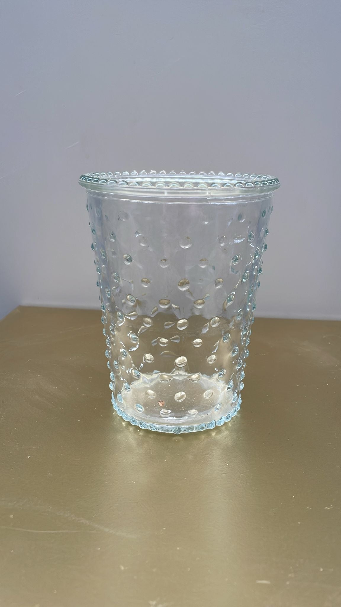 Bicchiere portacandela in vetro lavorato – H13 cm D10 cm – usato