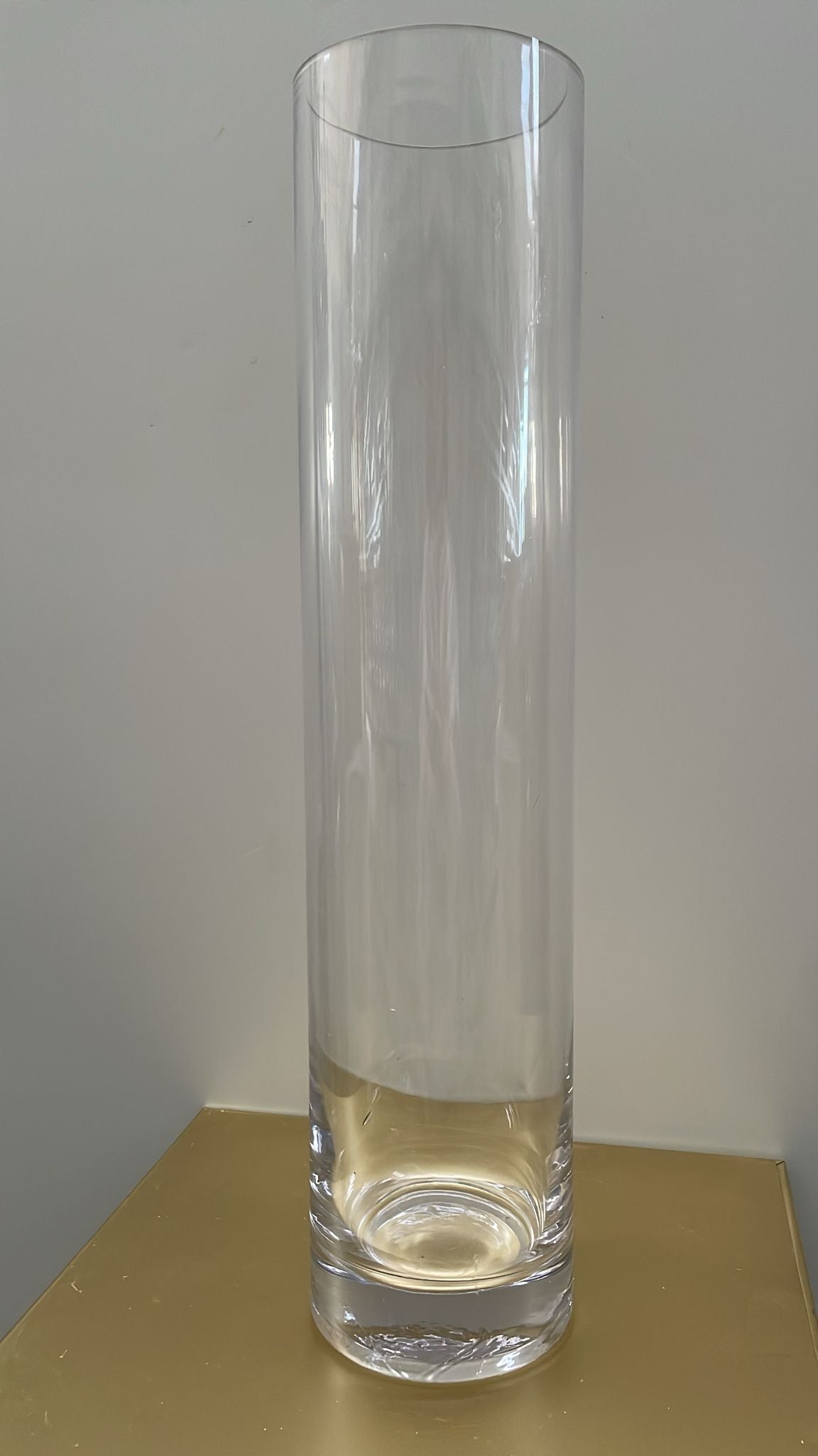 Vaso cilindrico alto in vetro trasparente – H45,5 cm D10 cm – usato