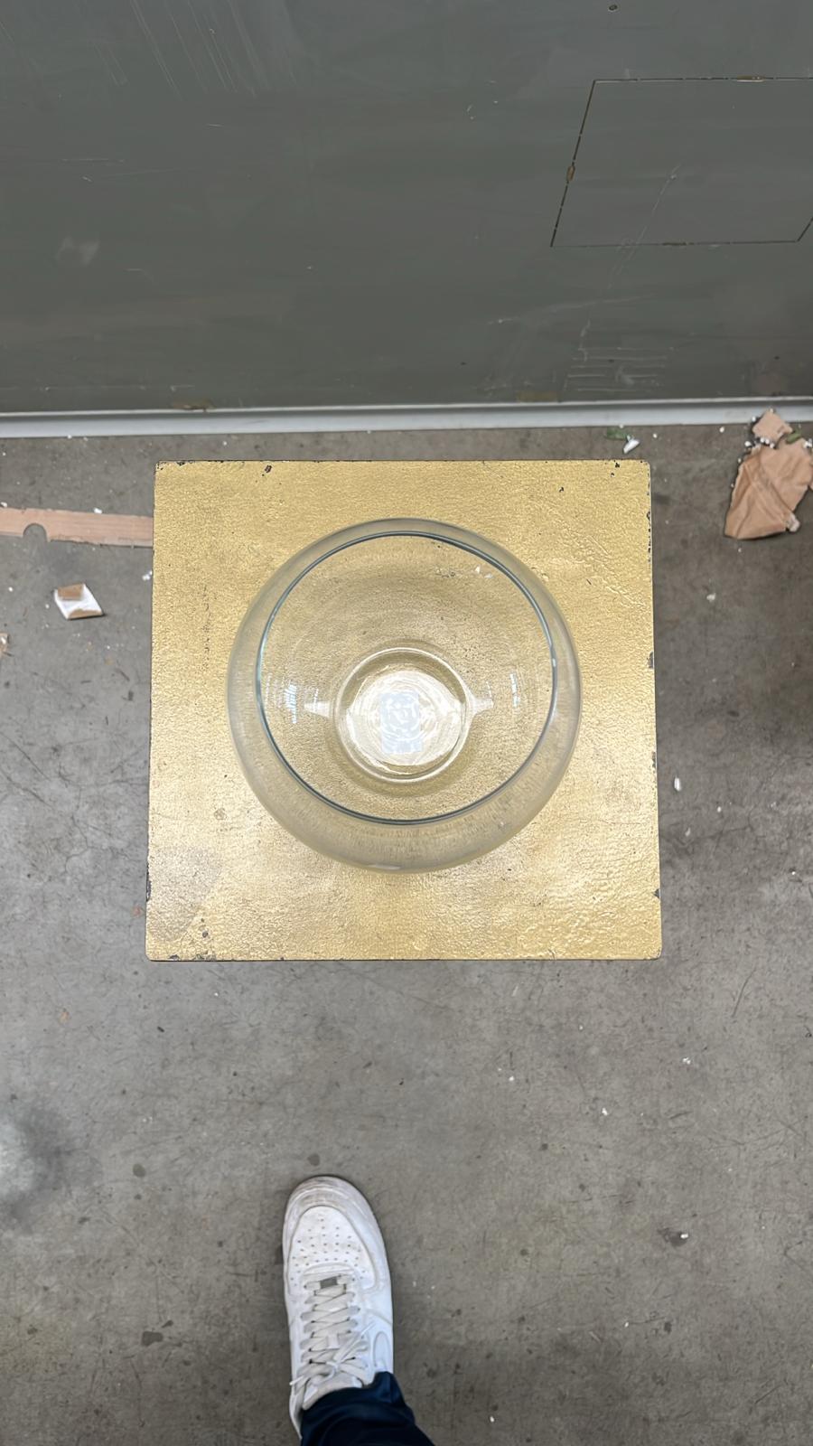 E - Vasetto sfera in vetro trasparente – H 12,5  D 15,5 cm - usato