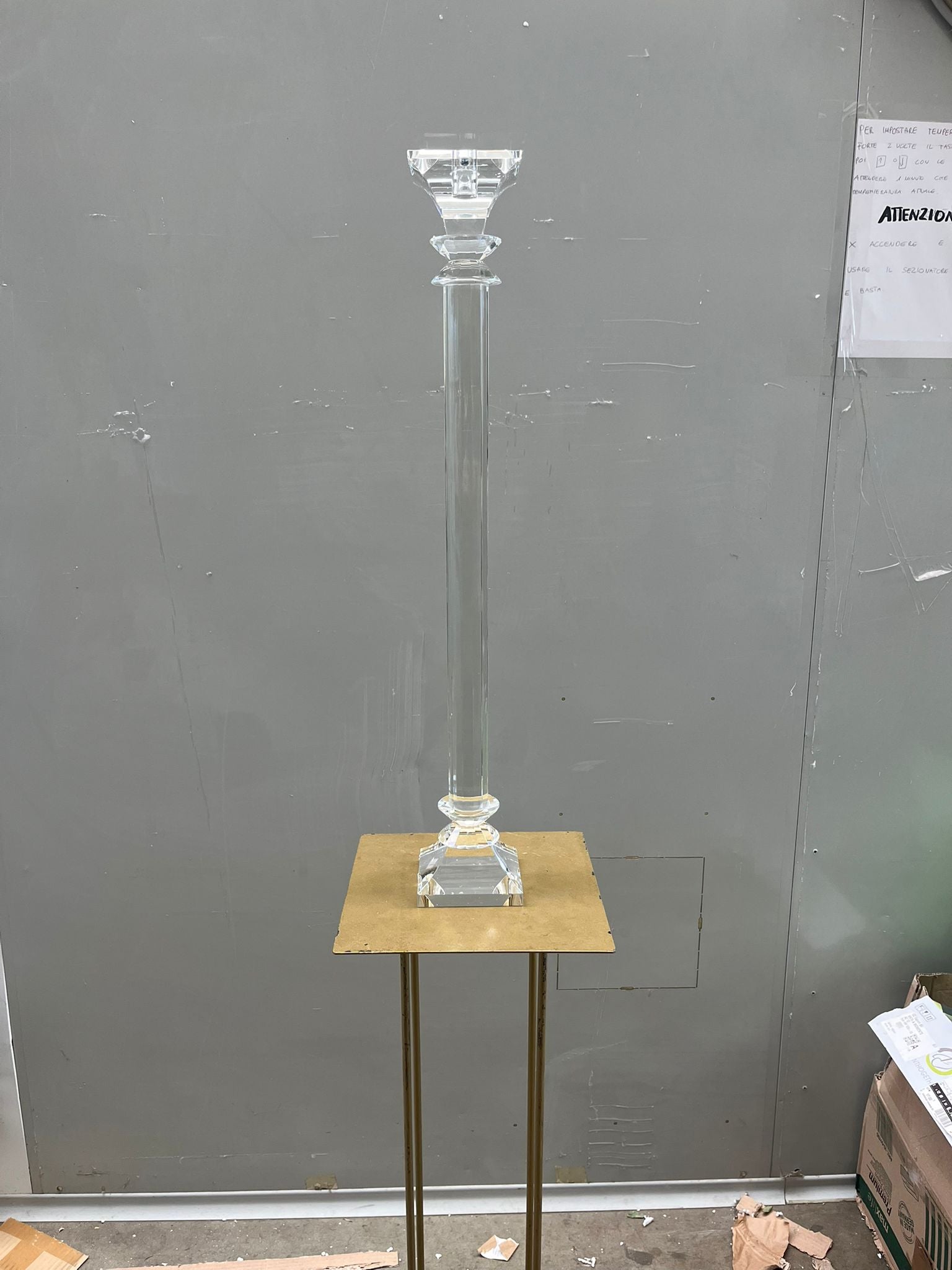 A - Set 2 pezzi - Candeliere in vetro trasparente - usato