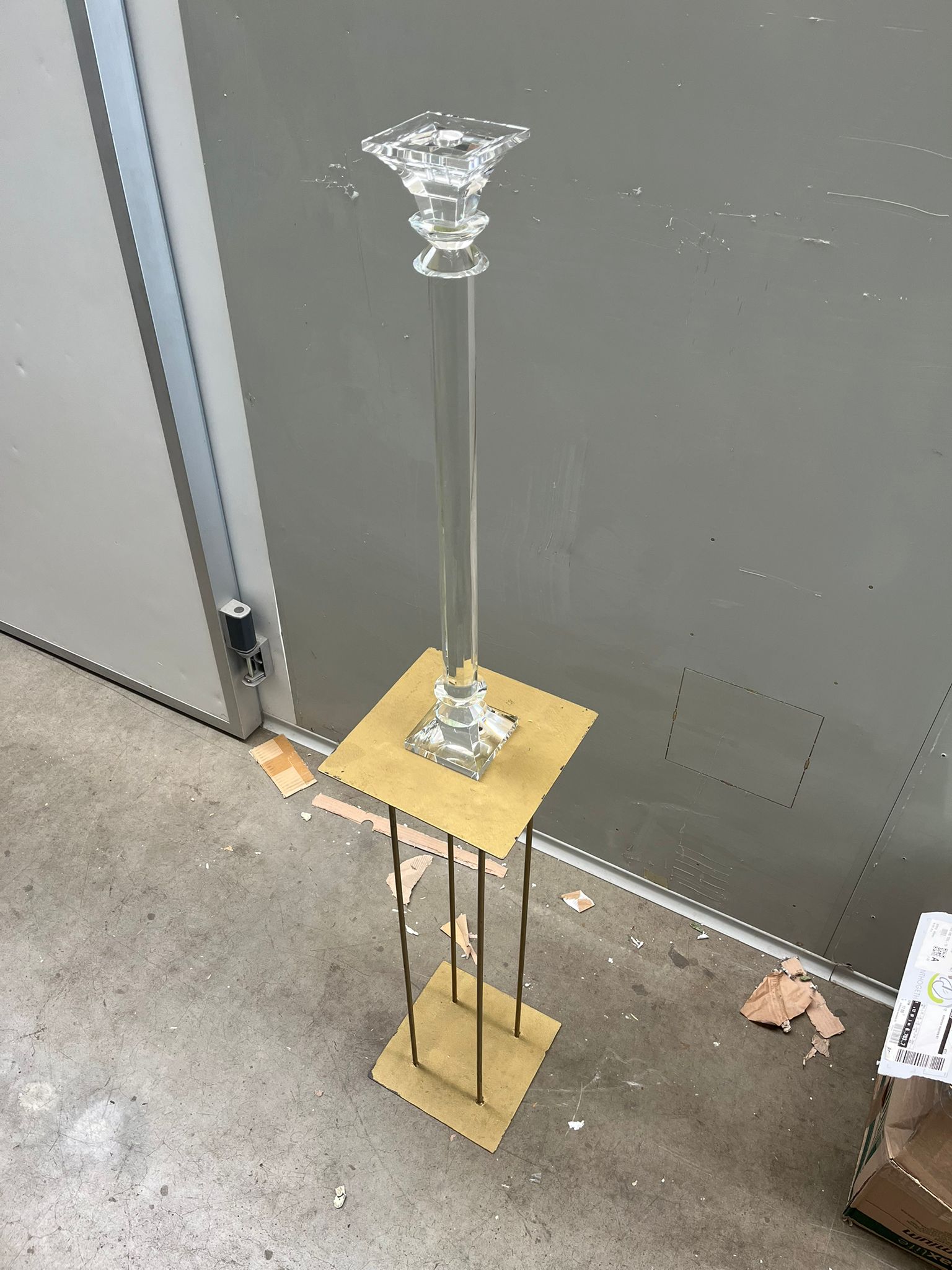 A - Set 2 pezzi - Candeliere in vetro trasparente - usato