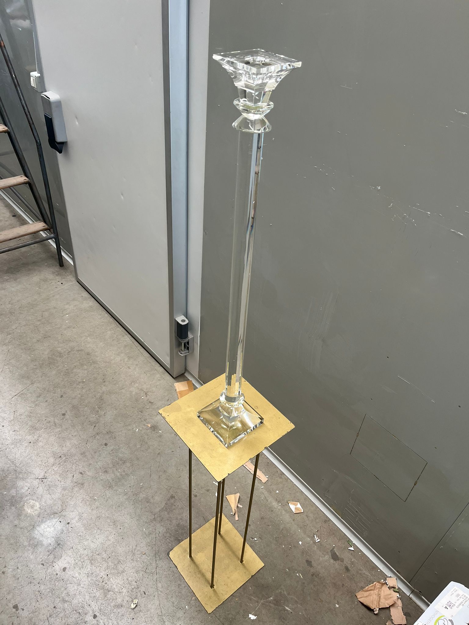 B - Set 2 pezzi - Candeliere in vetro - usato